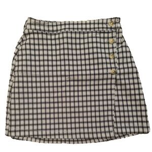 Hollister Women’s Blue and White Checkered Plaid Ultra High Rise Skirt Small